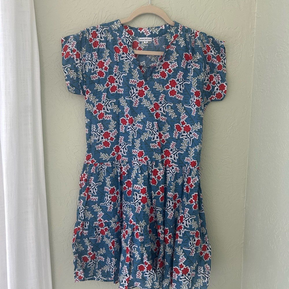 Floral Print Blue and Red Mini Dress